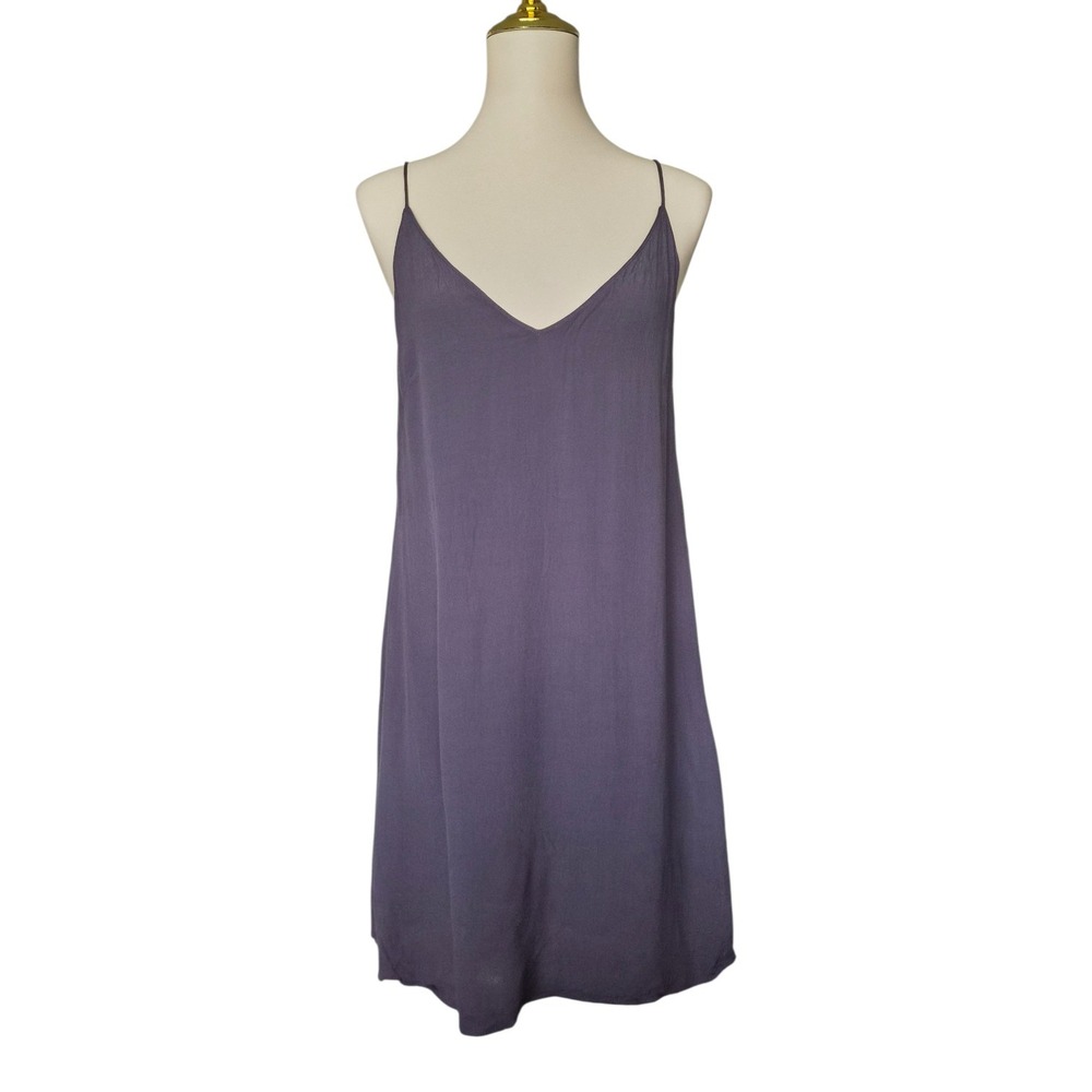 Wilfred Free Vivienne Slip Dress Women's L Purple Rayon V-Neck Spaghetti Strap